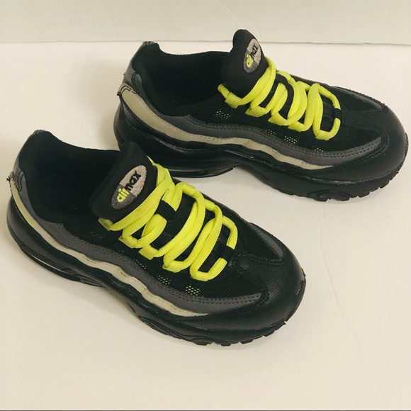 EUC Nike Air Max 95 PS Black Volt Dark Grey Little Kids Shoe Size 11c - Picture 10 of 12